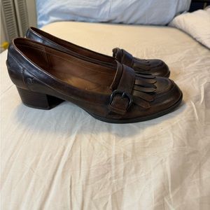 Born Brown Leather Low Heel Work Shoes